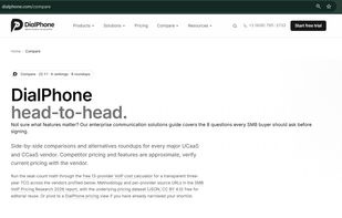 DialPhone comparison page helping businesses evaluate DialPhone against alternative business phone systems, contact center platforms, and cloud communication providers.