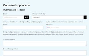 Example of a form with a date picker, dropdown fields and more