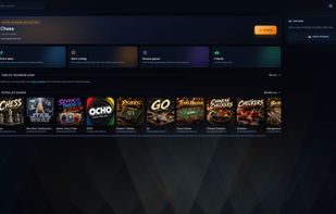 The play hub: resume your last game, find or start a table, browse games and see which friends are online.