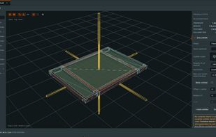 The model editor inspecting an imported 3D board: model tree, mesh stats and collision shape.