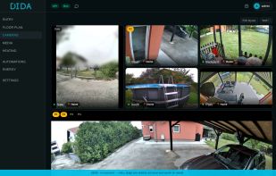 Cameras: in the same interface as the lights and the heating.
