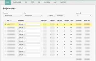 Select available DID numbers from the didlogic inventory.