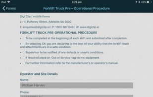 Digital form with pre-populated fields.