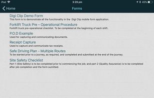 Digital forms menu. Add as many forms as you require