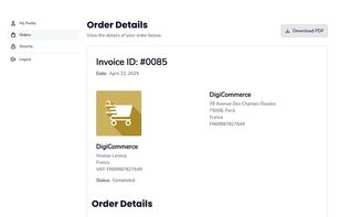 Account Page: Customer account dashboard for managing purchases and downloads.