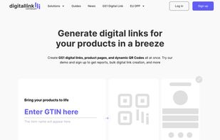 Digital Link landing page with the demo digital link QR generator