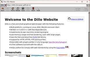 Dillo screenshot 1