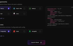 Stack Builder, where you choose the components of your app