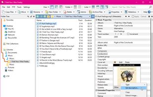 Editing the cover art for an MP3 file using the metadata pane.
