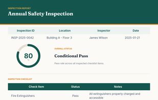 An annual safety inspection report generated from checklist data