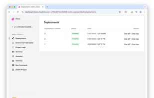 The Disco dashboard web UI