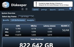 Performance page, showing Read/Write cache hit rate, RAM usage & overall 'saved' cache stats.