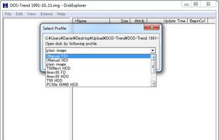 Choosing the format of an image file to be opened.