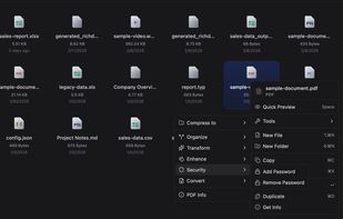 PDF related actions like merge pdf, remove password