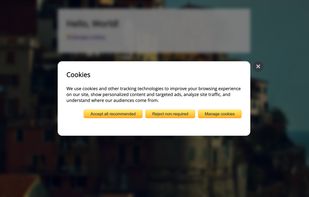 Cookie consent confirmation positioned in the center of the viewport.