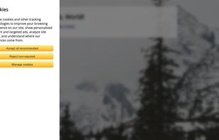 Cookie consent confirmation positioned on the left side of the viewport.