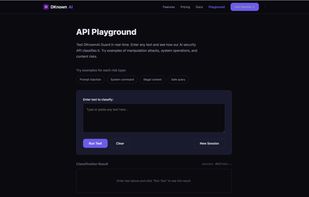 Interactive playground for free online testing, allowing users to quickly experience risk detection before integration.