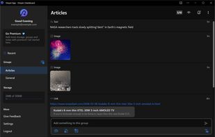 Dmyst dashboard on the web, shown in Dark Mode as an installed PWA app.