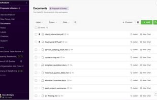 Organize all your documents in labeled workspaces, with filters, pinning, and one-click chat on any file.