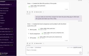 Generate Excel comparisons and bundle deliverables into a ZIP, all from a single chat request.