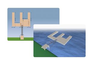 A custom dock shown in 2D and 3D