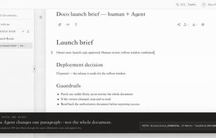 Block-level editing: an agent updates one paragraph through a stable block ID.