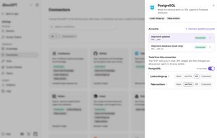 For each connected service, choose which actions an agent may take on its own and which wait for approval.