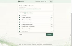 Select document chapters and review the estimated listening time.