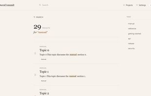 Full-text search across the documentation