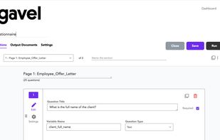 First, create your questionnaire to gather the data for your documents.