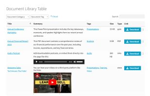 Display documents in a structured, searchable table view.
