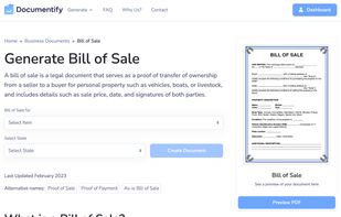 Our Bill Of Sale Generator