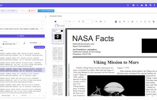 Document Search: filter by document group and type, review results, and preview the file with version history in the built-in viewer.