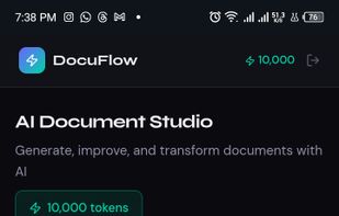 The Ai document generation page