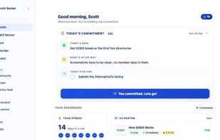The Huddle: today's goal, blocker and action, locked in, with your dashboard widgets.