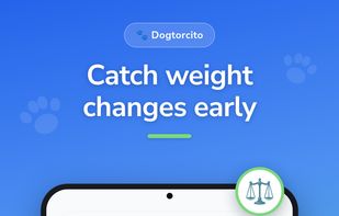 Weight tracking: Catch weight changes early. Log weights in seconds and see the trend against the ideal range for the breed, with alerts for overweight, underweight or unusual changes.
