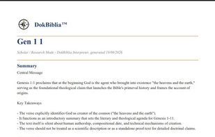 Page one of an example output of Genesis 1:1 in Scholar mode. PDF export.