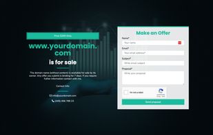 Frontend domain for sale landing page – Example layout showcasing a professional domain sale page.