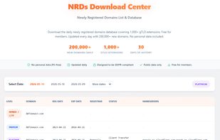 newly registered domains database