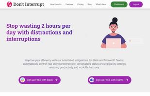 Landing page. Automatically set your Slack and Microsoft Teams status, presence and Do Not Disturb from your working hours and calendar.