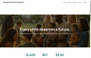 Floating Donate button with preset amounts, embedded on a nonprofit homepage