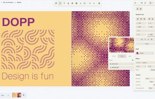 Dopp's slide editor featuring customisable colours, patterns, visual effects and design tools for creating unique, eye-catching presentations.