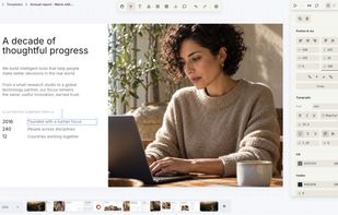 Dopp's intuitive editor allows users to customise text, images, layouts and design elements to create professional presentations.