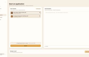 Pick a stored resume, paste the job posting, and run the scan.
