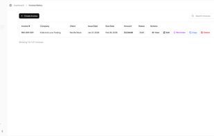 Full invoice history and easy to copy.