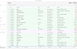 The master register: every account in one fast, editable list you can sort, categorize, and reconcile from.