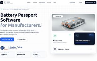 Product website: battery passport software based on DIN SPEC 99100 and GS1 Digital Link