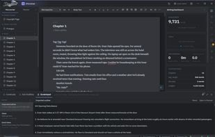 The Scratchpad docked below the manuscript, so your outline and notes sit right under the chapter you're drafting. The same notes open in the Planner too, and nothing in the scratchpad ever touches the manuscript.