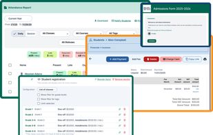 Manage admissions, attendance, records, and student profiles in one system. Track attendance with precision and flexibility and manage fees without the headache.