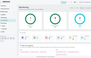 Hosts, passing checks and verification status at a glance — plus the probe source IPs for your firewall.